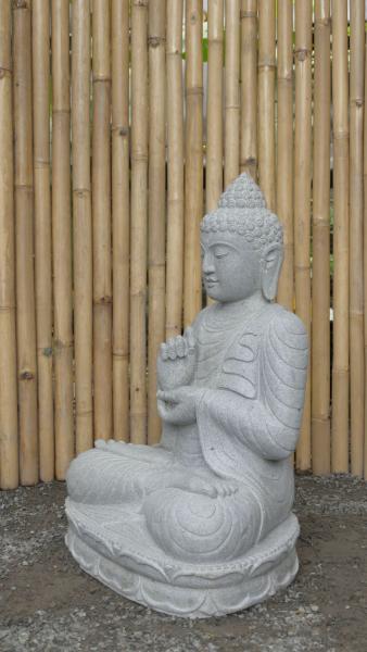 Product image 3 of the product “Seated Buddha made of Riverstone in Dharmachakra gesture of wheel of the teaching of the Dharma, H. 79cm. ”